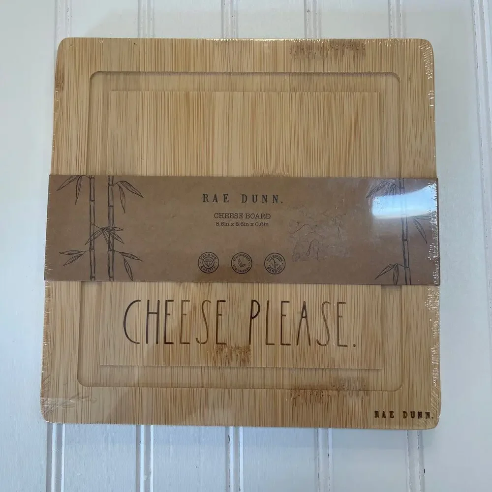 NWT NEW Rae Dunn Cheese‎ Please Cheese Board Appetizers Gift Entertain Bamboo